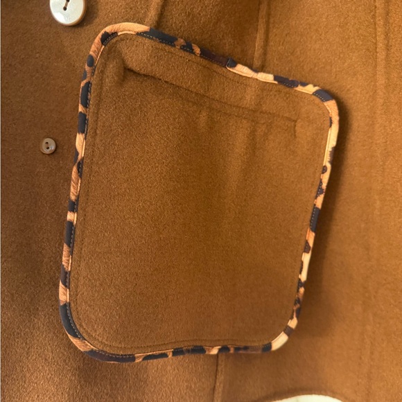 Express Hand Sewn Wool Blend Double Breasted Novelty Button Brown Blazer Jacket - Picture 10 of 15